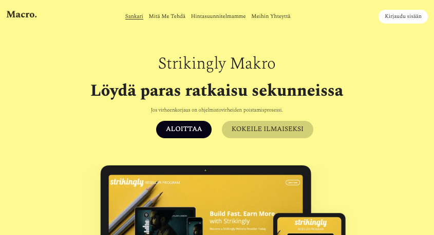 Macro: B2B-myyntimalli Strikinglyltä