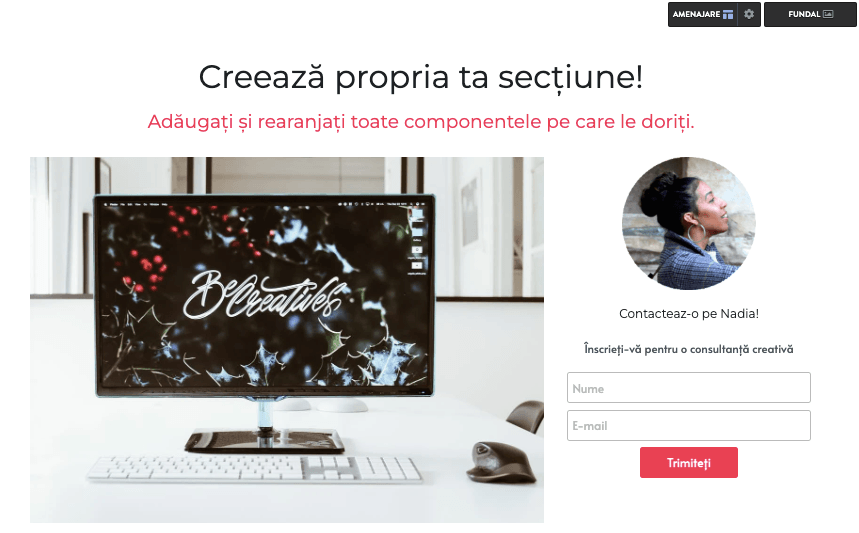 Strikingly fă-ți propria secțiune