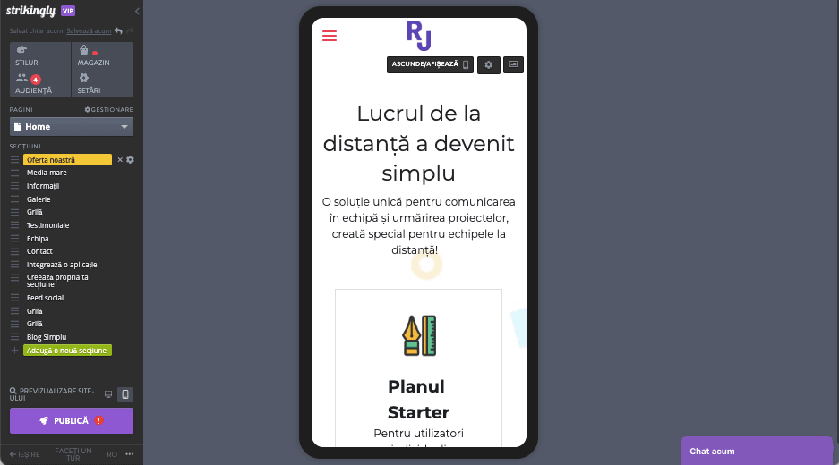 Cum să creezi cu ușurință o pagină principală Wow cu Strikingly - Optimizează pentru mobil