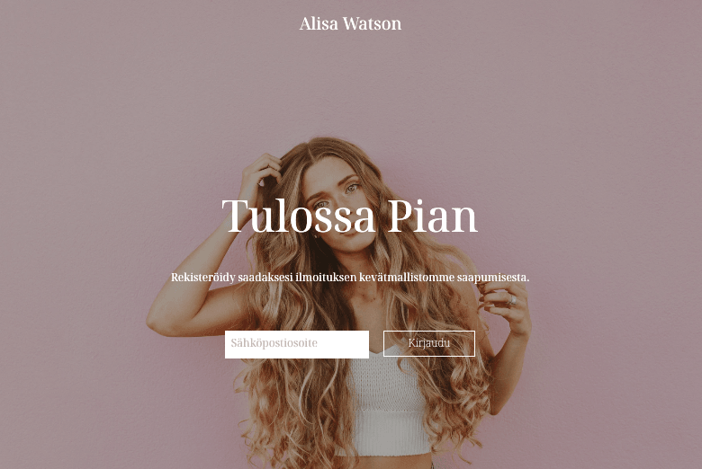 Tulossa pian -malli toimintakehotuspainikkeella