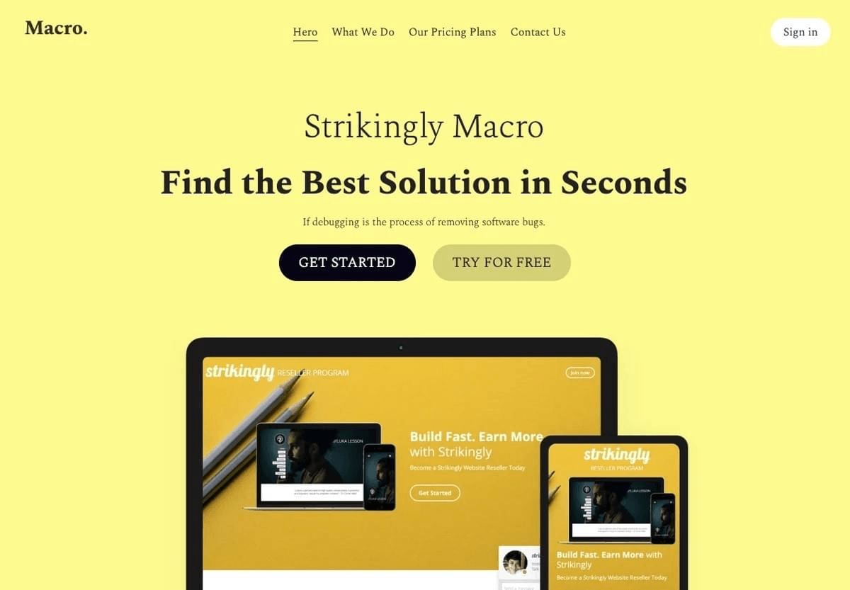 Szablon Makro Biznesowy od Strikingly