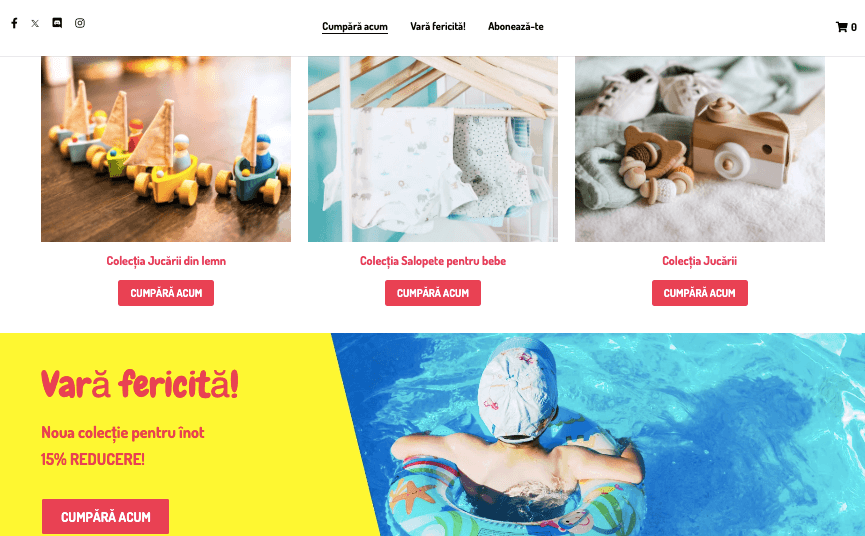 Imagine preluată de la Strikingly - șablonul magazinului online Peggi