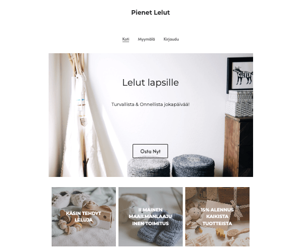 Lelut lapsille verkkokaupan malli