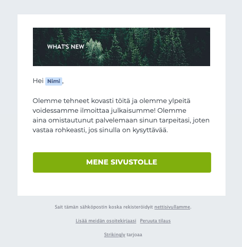 Strikingly Uutiskirjeen Editor