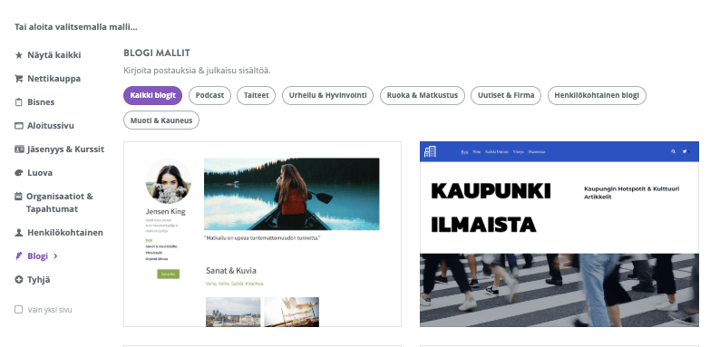 Blogikirjoituksen kirjoittamisen vaiheet Strikingly-sivustolla - Valitse blogisivustosi
