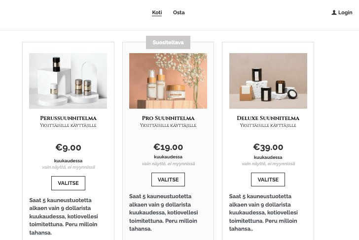 Mystery Box -tilausmalli