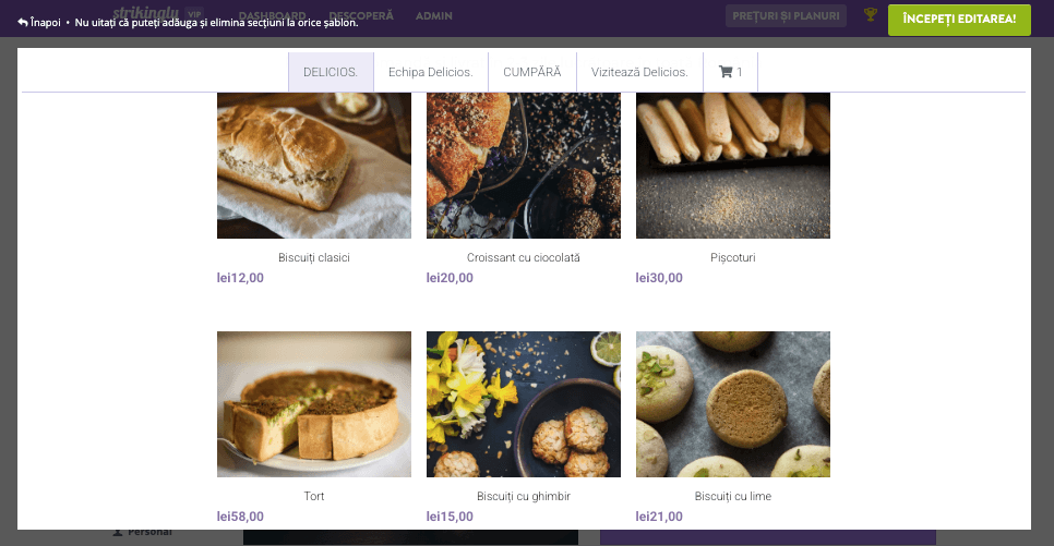 Construirea unei afaceri de cafea cu Strikingly - Include un magazin online