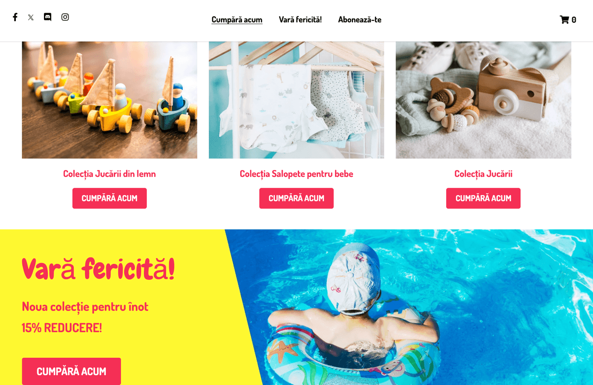 Șablonul Peggi Ecommerce de la Strikingly