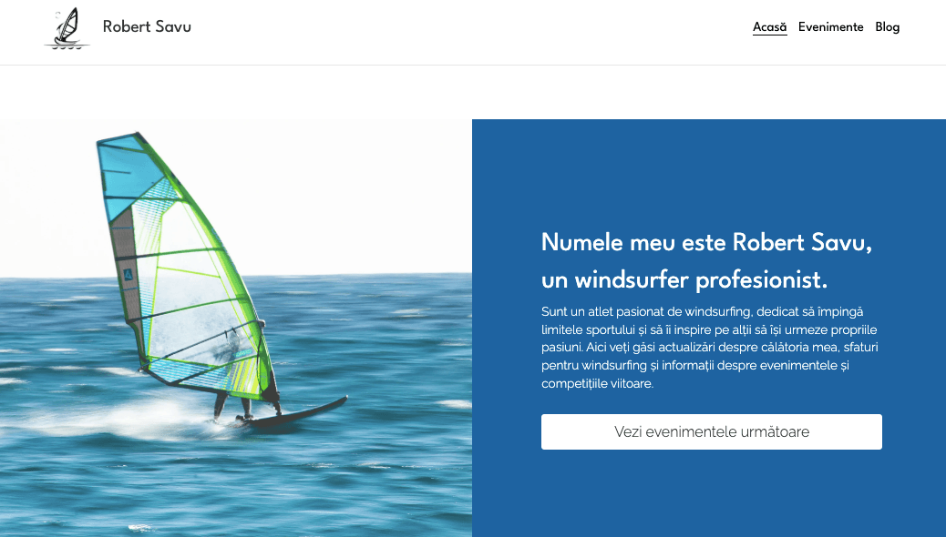 Șablon Windsurfer de la Strikingly