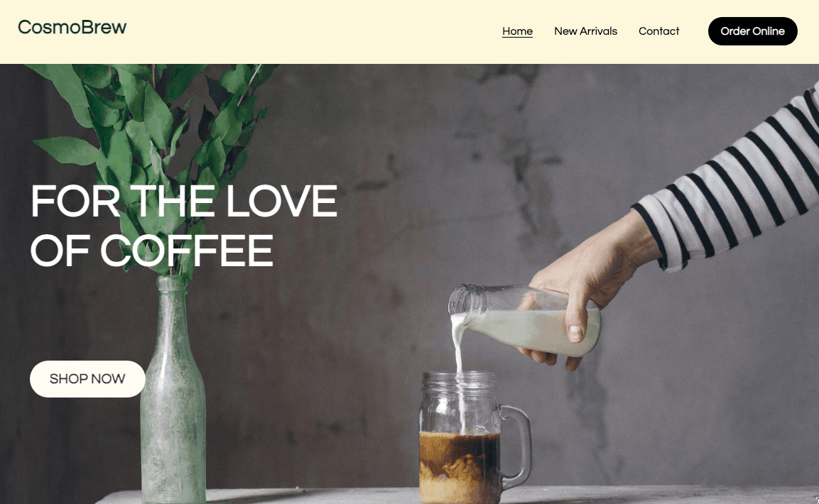 قالب CosmoBrew من Strikingly