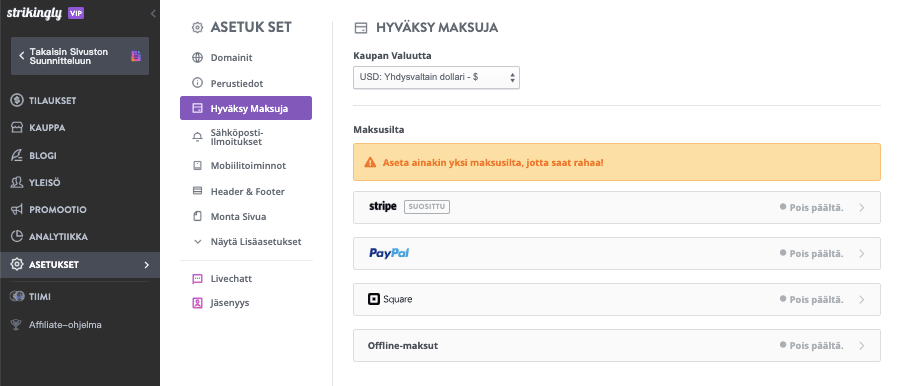 Kuinka myydä kannattavia tuotteita Strikingly-työkalulla - Ota käyttöön turvallinen kassapalvelu