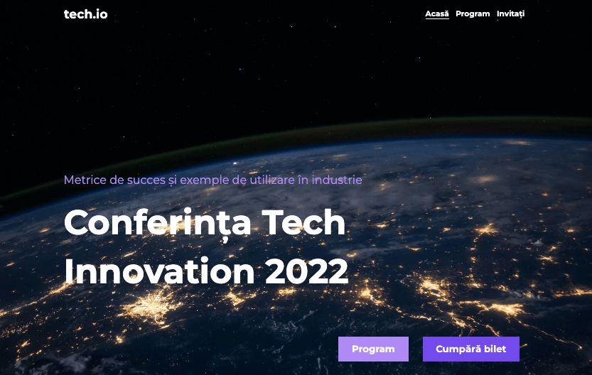 Șablon Tech.Io de la Strikingly