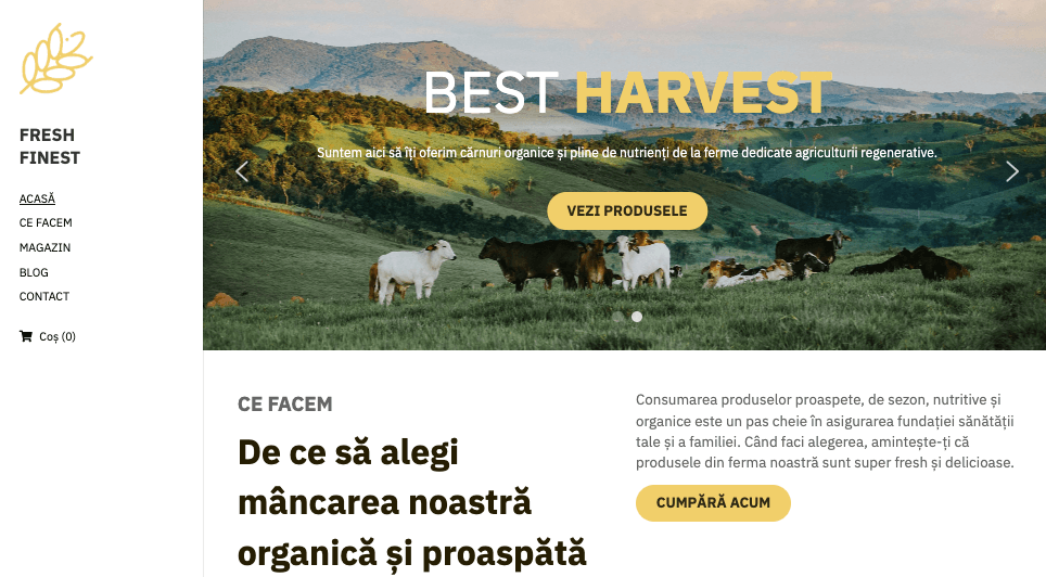 Șablonul Fresh Finest de la Strikingly