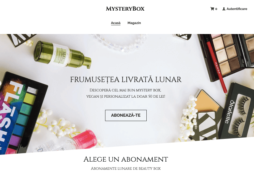 Șablonul MysteryBox Online Store de la Strikingly
