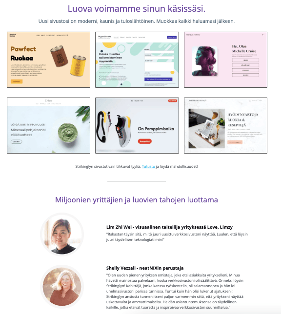 Strikingly Verkkosivupohja