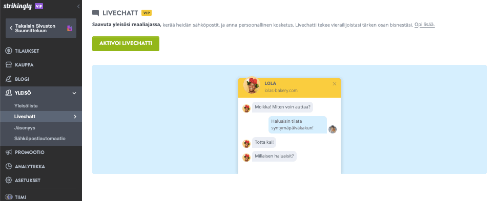 Kuinka omaksua verkkokaupan trendit Strikinglyn avulla - Ota käyttöön live-chat