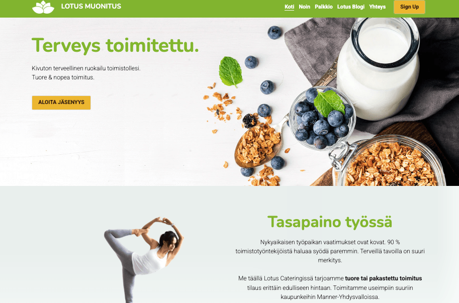 Strikingly: Lotus Catering -malli