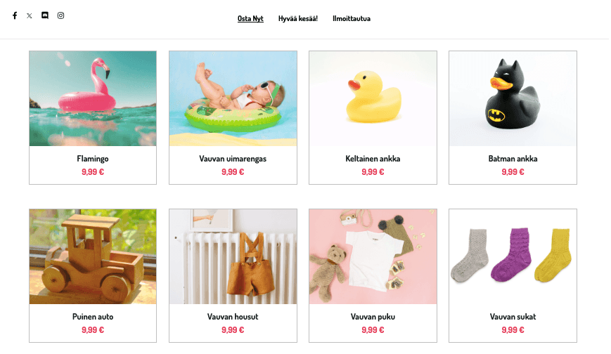 Peggi-verkkokaupan mallipohja Strikinglyltä