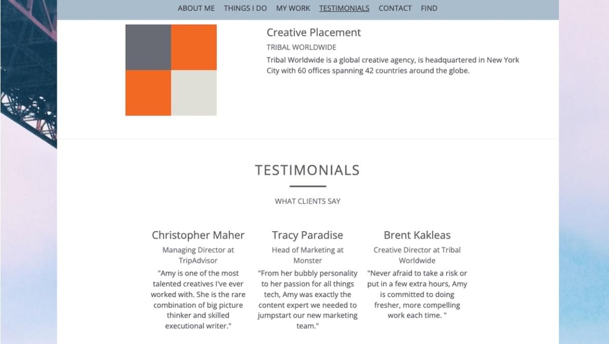 Modelo de Perfil da Strikingly