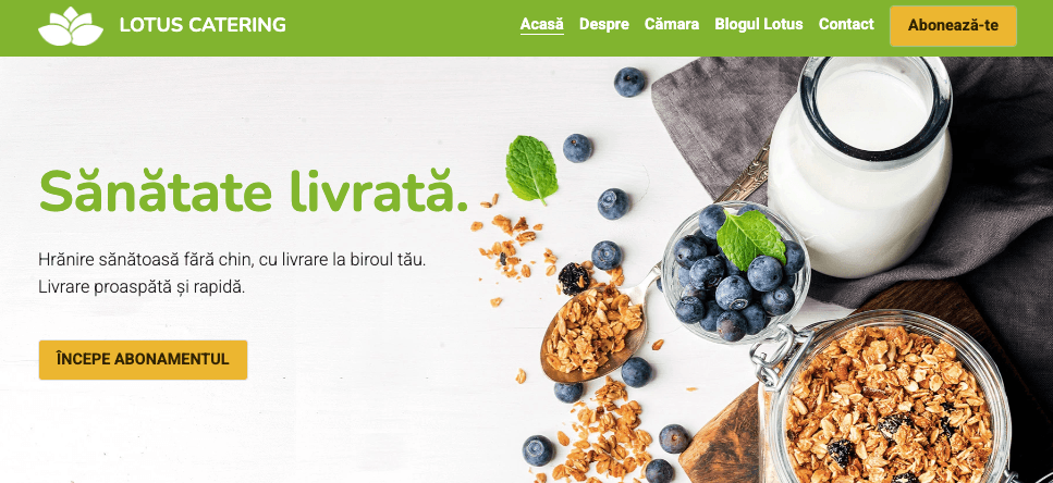 Șablonul Lotus de la Strikingly