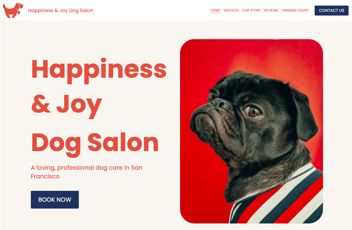 Szablon Happy Dog Salon od Strikingly