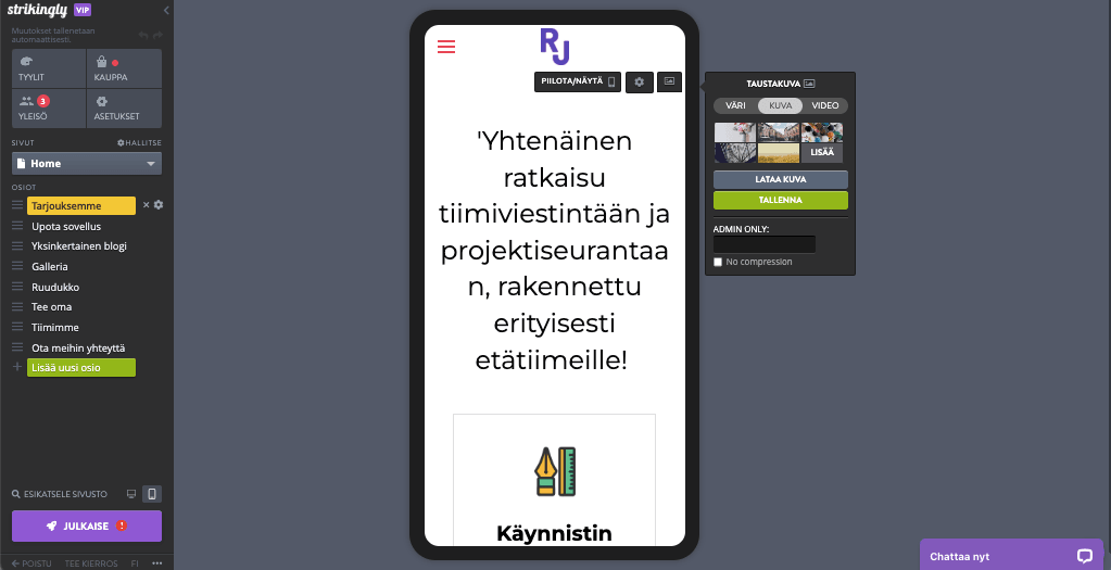 Strikinglyn Mobiilieditori