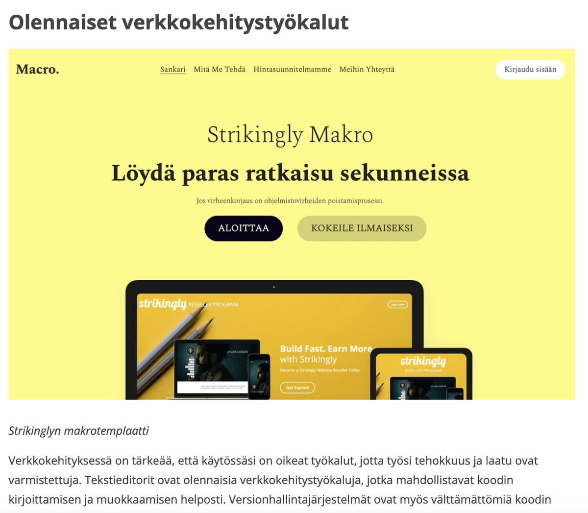 Makromalli Strikinglyltä