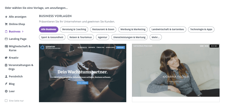 Website-Startseite auf Strikingly – Wählen Sie eine Strikingly-Vorlage aus