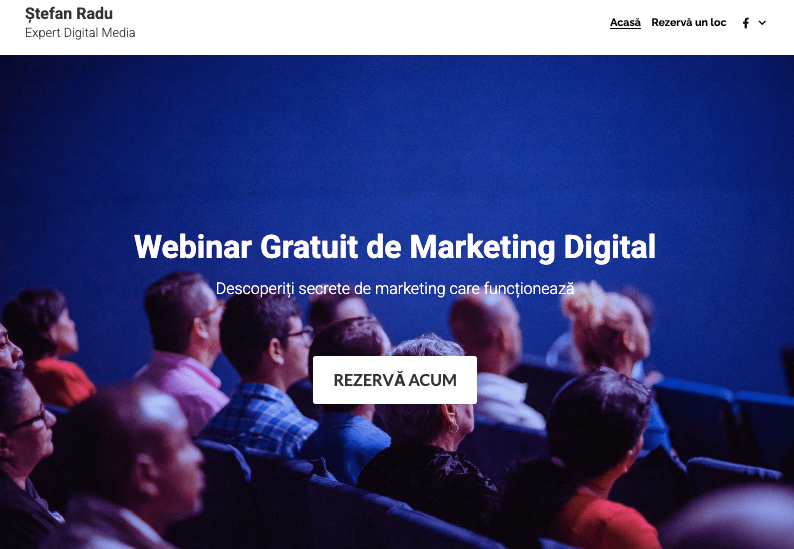 Șablon de webinar de la Strikingly