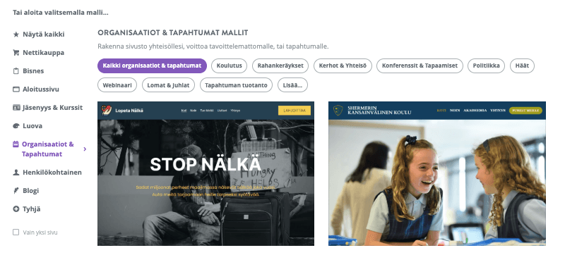 Ruokablogin aloittaminen Strikinglyn avulla - Valitse mallipohja