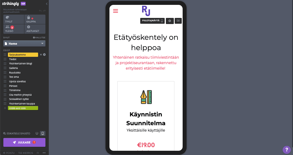 Strikingly Mobiilitoimittaja