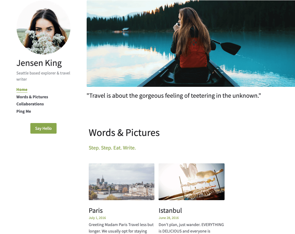 Szablon Jensen King Digital Creator od Strikingly