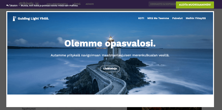 Aloitussivun korottaminen aloitussivun esimerkin avulla - Otsikko ja alaotsikko