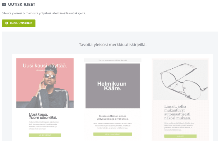 Strikingly Sähköpostiominaisuus