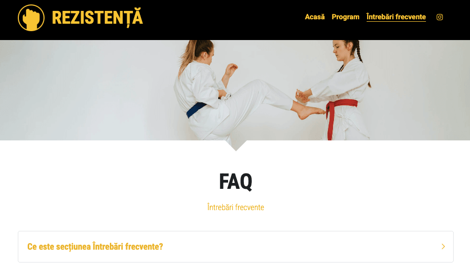 Șablon de școală de karate de la Strikingly