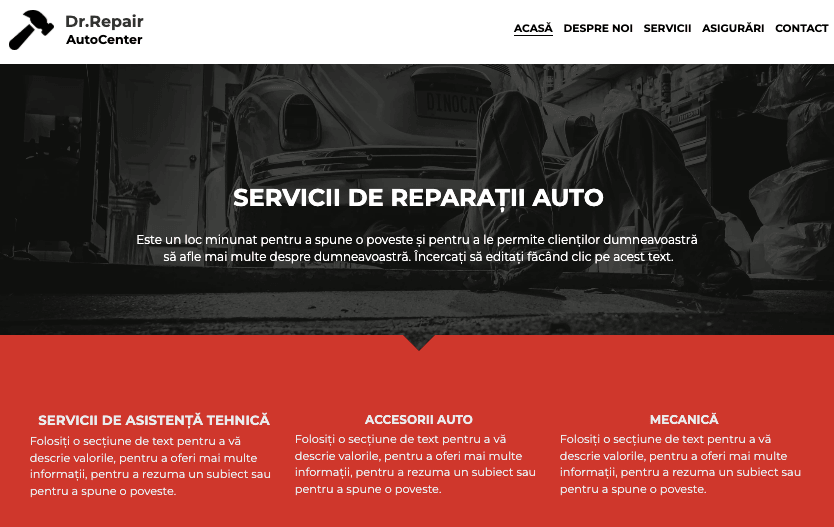 Șablon de design pentru site-uri web ale afacerilor mici în domeniul mecanic