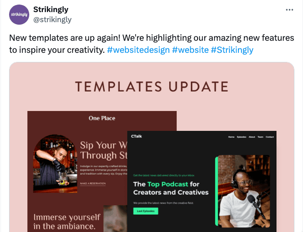 Strikingly X منشور