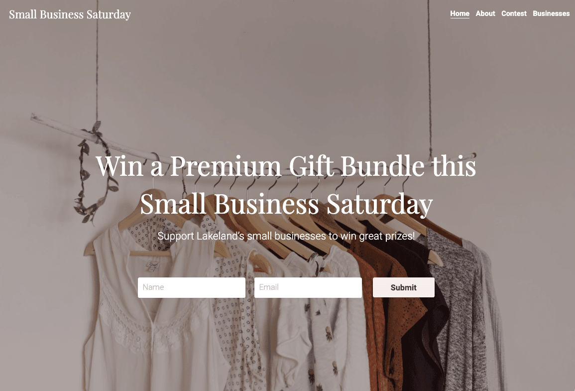 Szablon Strony Konkursowej dla Małych Firm od Strikingly