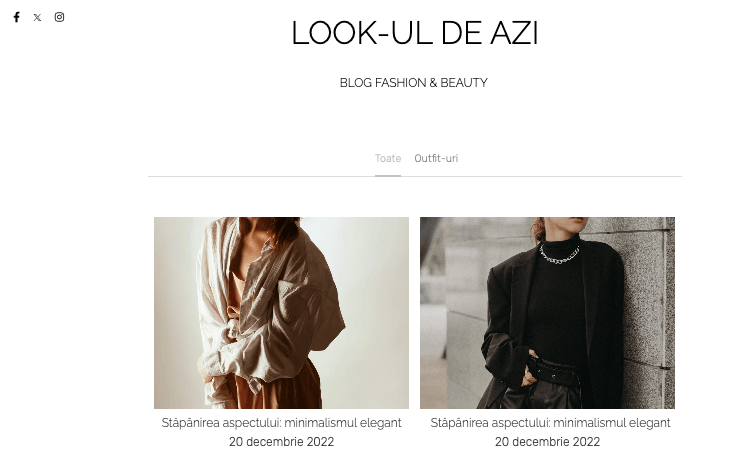 Look-ul Zilei Blog șablon de la Strikingly