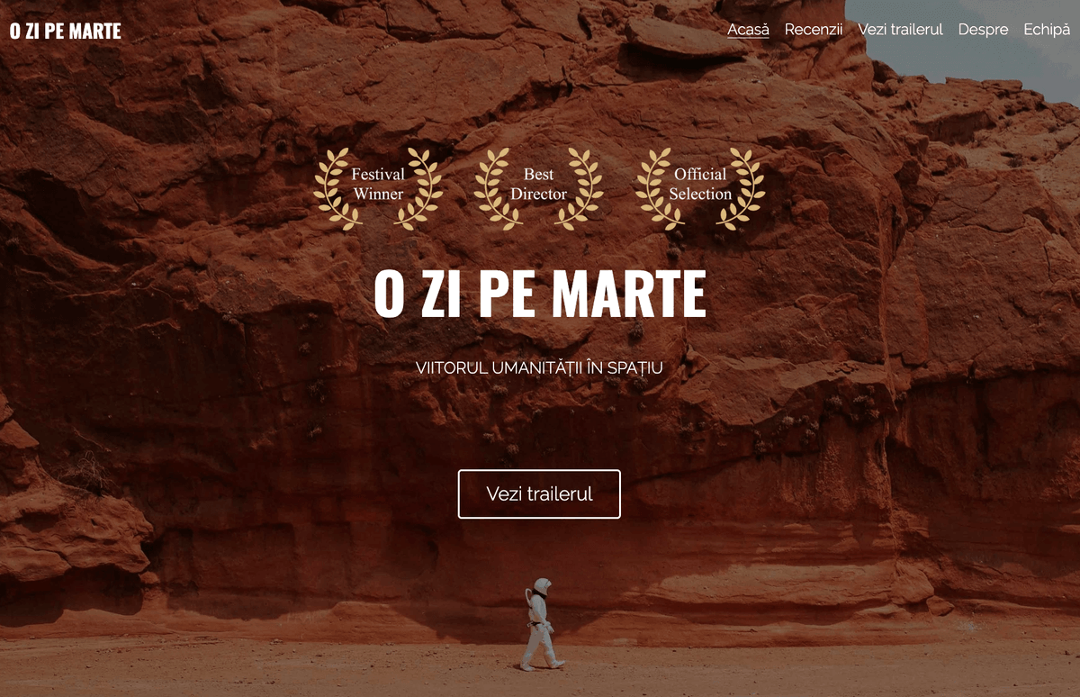 Șablon de trailer de film de la Strikingly