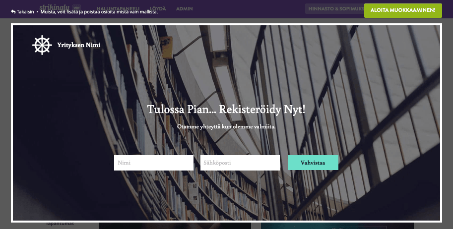 Muunna verkkosivustosi kävijät Strikingly -sähköpostirekisteröintilomakkeilla