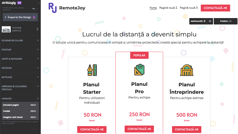 Editor de site-uri web Strikingly