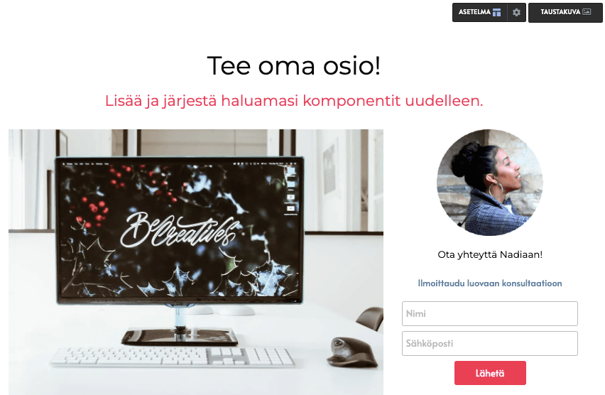 Vedä ja pudota -editori