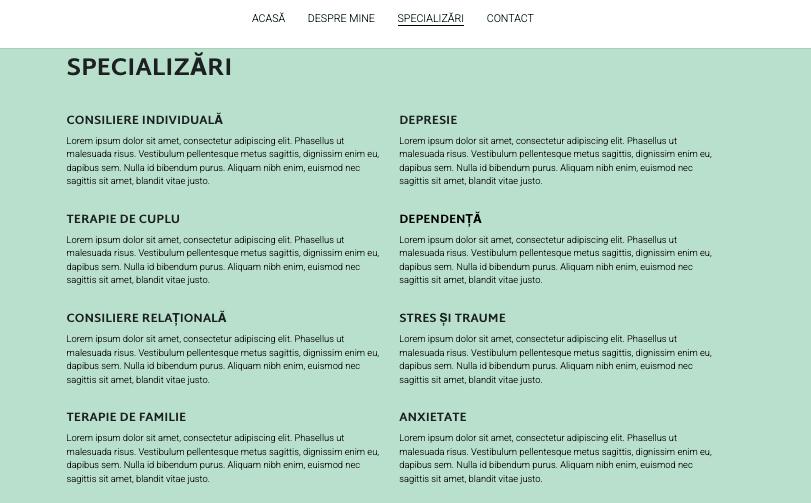 Imagine preluată de pe Strikingly - Șablon Amy Richards