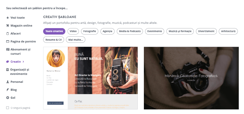 Alegeți șablonul potrivit -