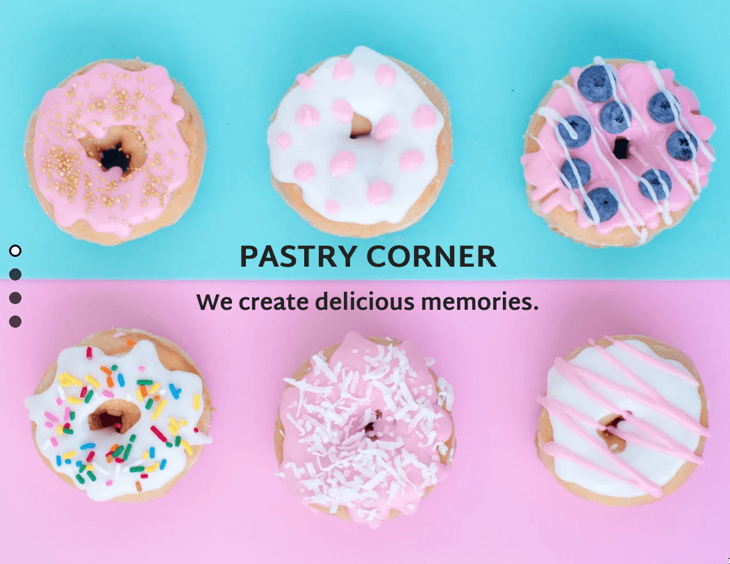 Szablon strony docelowej Pastry Corner od Strikingly