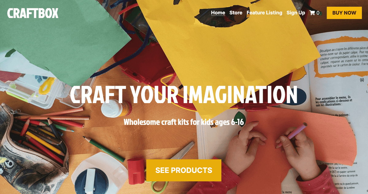 Szablon CraftBox od Strikingly