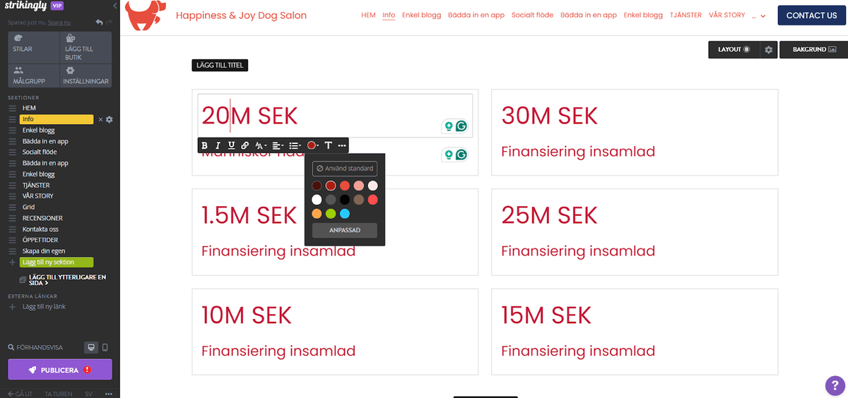 Använda Strikingly för att skapa infografik