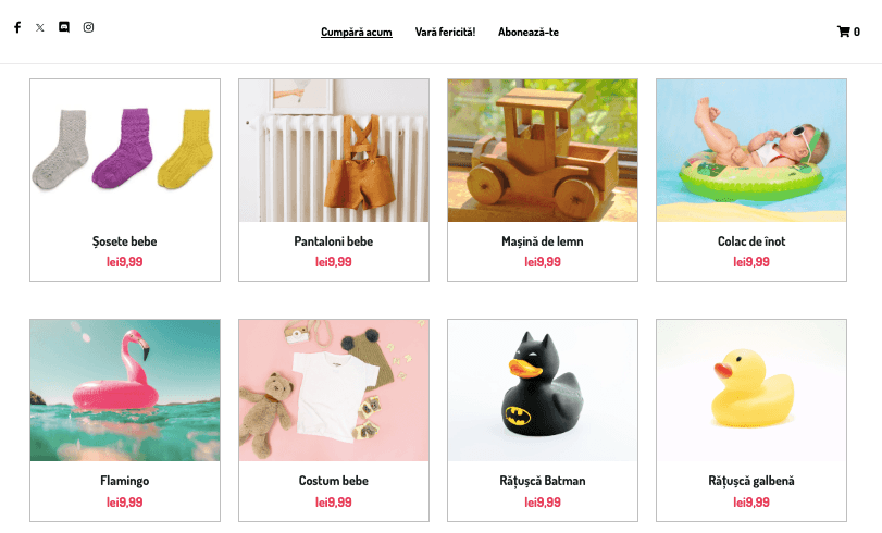 Template Peggi pentru magazin online cu Strikingly