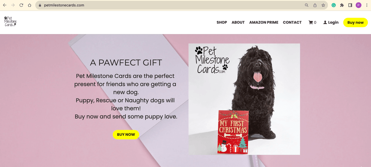 Imagine luată de pe site-ul unui utilizator Strikingly - PetMileStore Cards